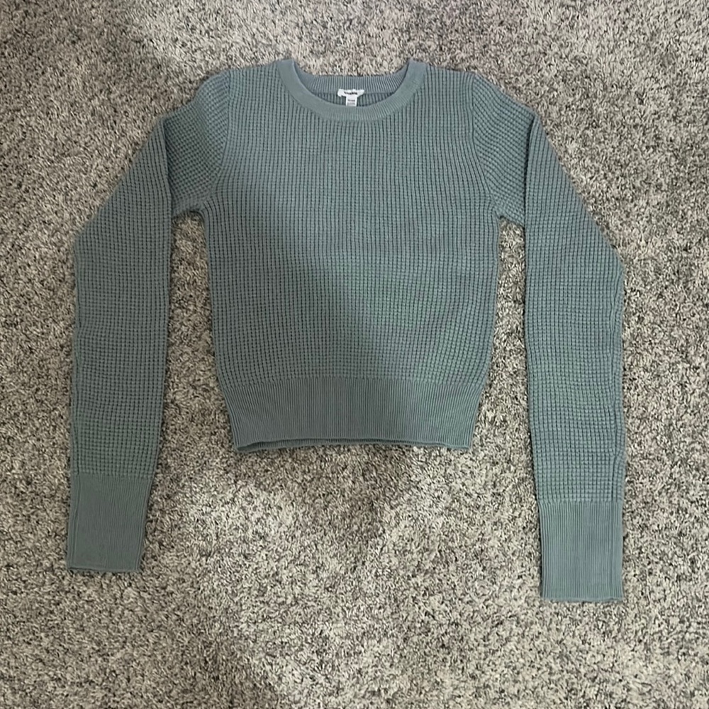 Garage Melange Blue Waffle Sweater Size XS